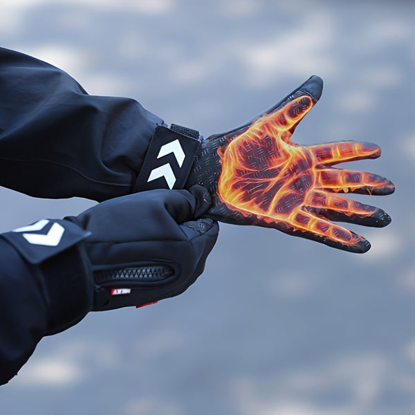 [Extreme Cold Waterproof Gloves] Touchscreen Thermal Gloves - Waterproof, Windproof, Non-Slip for Extreme Cold Weather, Ideal for Outdoor Activities, Full Finger Design with Zipper Closure, Hand Washable, Winter Sports Access