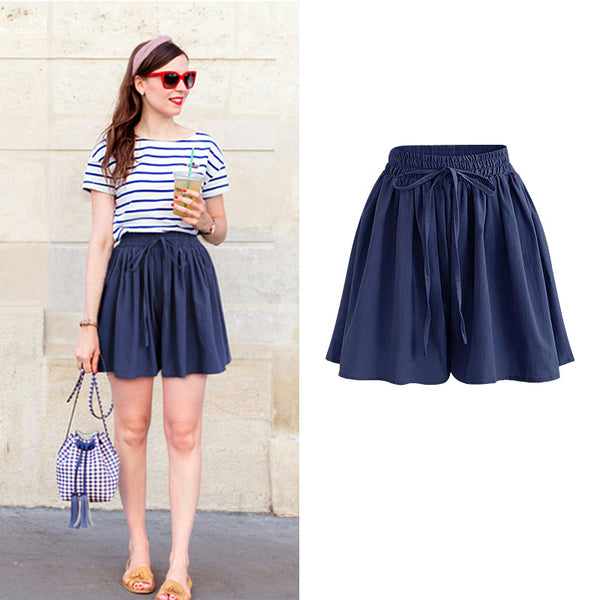 Large Size Wide Leg Shorts for Women Summer Plus Fat New Chiffon Pants Skirt Single Layer Elastic Waist Loose Versatile Korean Style Casual Pants