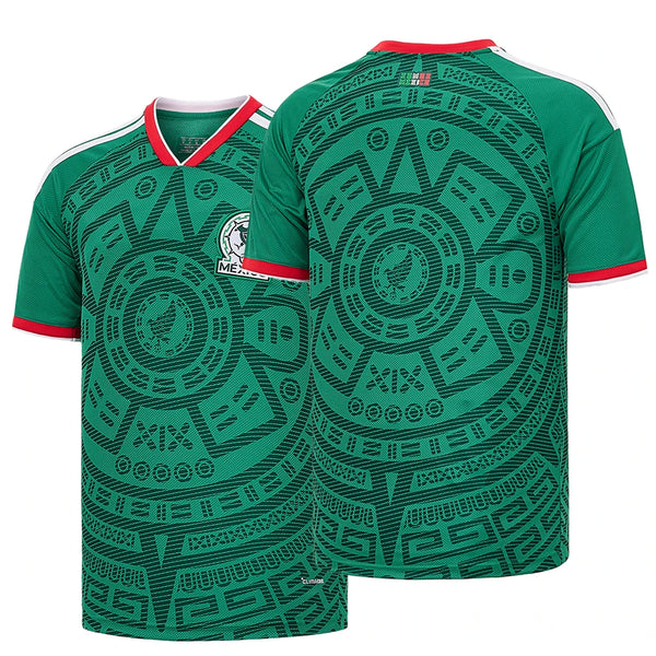 Unisex Mexico Home Soccer Jersey, Geometric Pattern Football Shirt, Match Day Fan Gift
