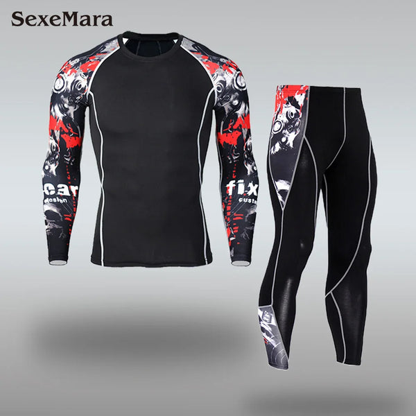 New Men's Thermal Underwear Sets Compression Sport Suit Sweat Quick Drying Thermo Underwear Men Clothing Long Johns Sets