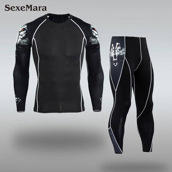New Men's Thermal Underwear Sets Compression Sport Suit Sweat Quick Drying Thermo Underwear Men Clothing Long Johns Sets