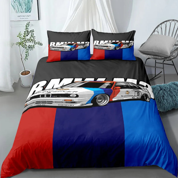 Automobile Poster Fans Bedding Set King Queen Double Full Twin Single Size Bed Linen Set