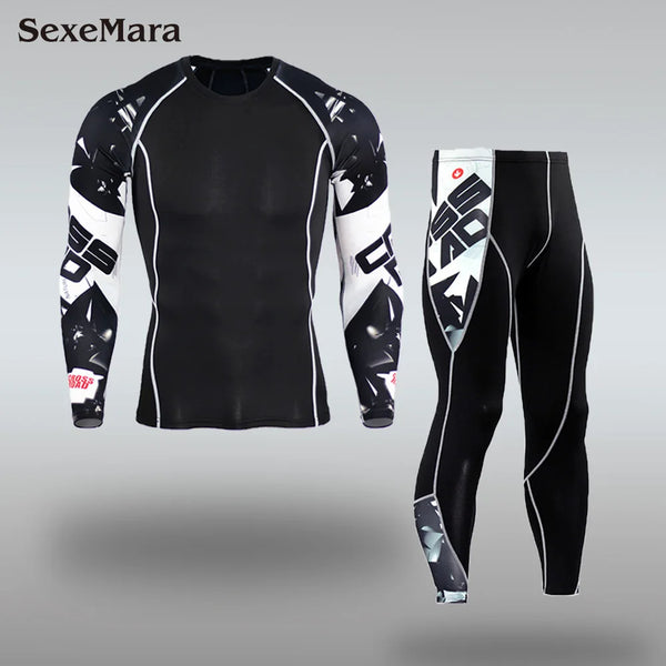 New Men's Thermal Underwear Sets Compression Sport Suit Sweat Quick Drying Thermo Underwear Men Clothing Long Johns Sets