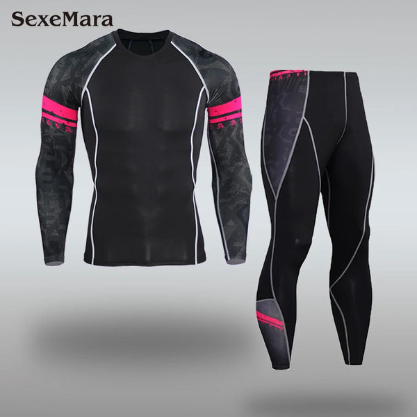New Men's Thermal Underwear Sets Compression Sport Suit Sweat Quick Drying Thermo Underwear Men Clothing Long Johns Sets