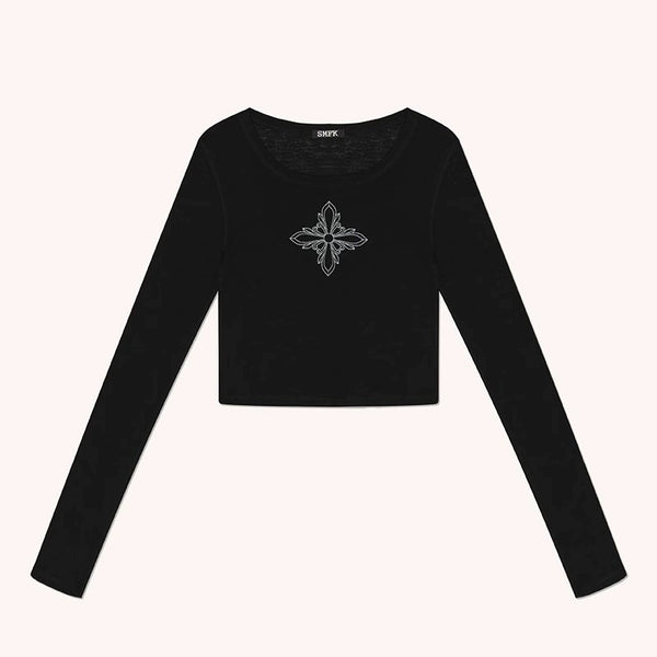 Low round Neck Pullover Sexy Slim-Fit Long-Sleeved Sweater