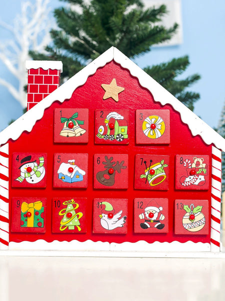 Best Selling Christmas Decoration Painted Snow Roof Cabin Countdown Calendar Storage Box Decoration Christmas Gift