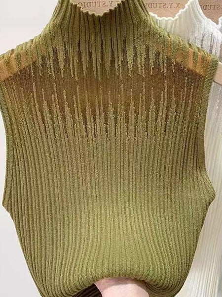 New Style Sleeveless Knit Top for Women, Summer Thin Style with a High-End Feel, Elegant Collar, Vacation Casual Top, Direct Cross-Border Supply
