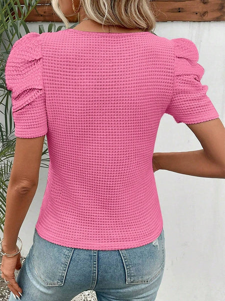 Fashion Waffle Breathable Fashion All-Match Short Sleeve T-shirt