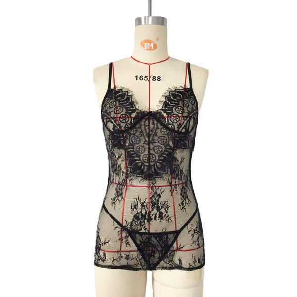 Sexy Foreign Trade Sexy European and American T-Back Jumpsuit Lace