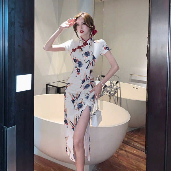 Pure Desire Sexy Slit Retro Dress Improved Cheongsam