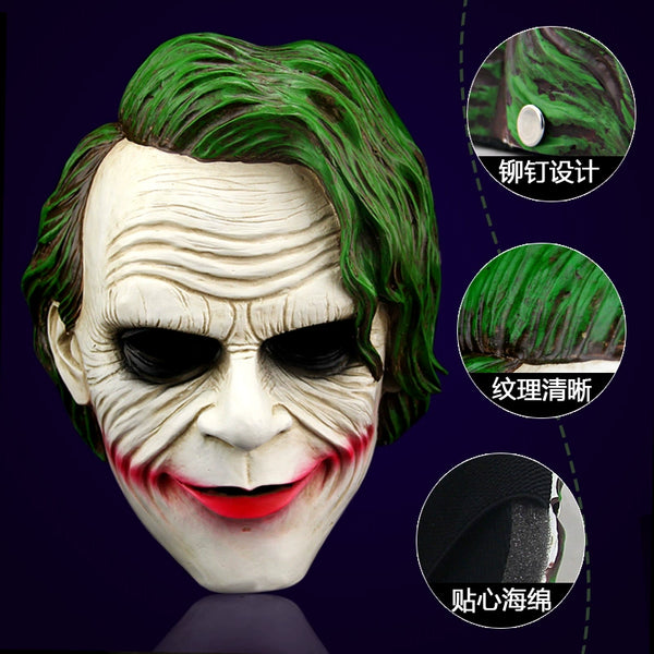 Batman Clown Mask Men's Horror Ball Cos Dress up Halloween Dark Knight Movie Resin Mask