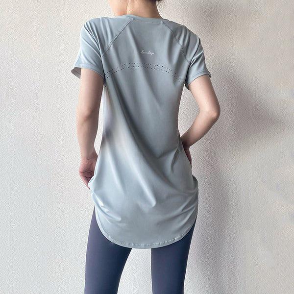 Yoga Clothing Short-sleeved Summer New Mid-length Hip Covering Slimming Quick-drying Top Breathable Fitness Sports T-shirt Women's Thin
