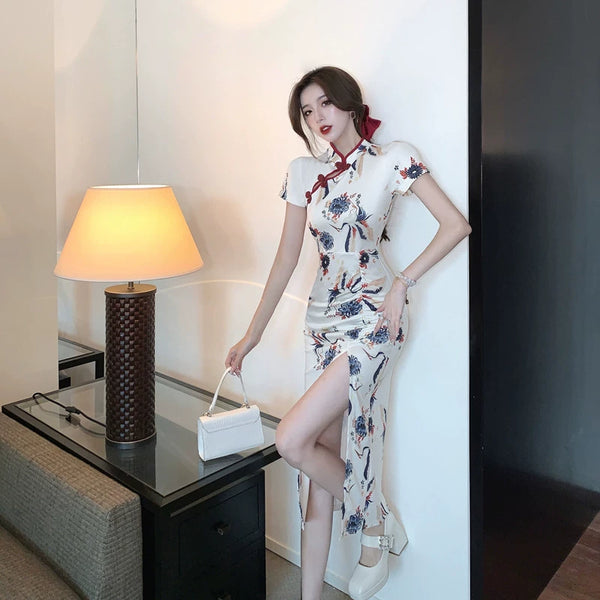 Pure Desire Sexy Slit Retro Dress Improved Cheongsam