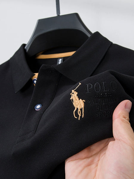 Cotton Long Sleeves Winter Fleece-lined Dad Men's Polo Shirt