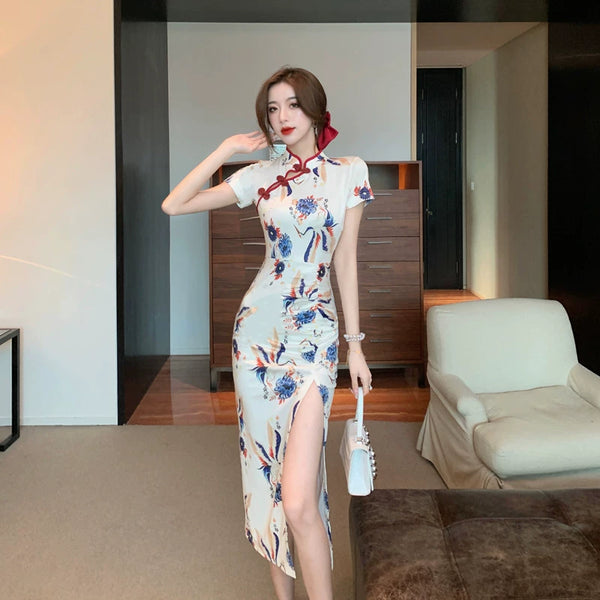 Pure Desire Sexy Slit Retro Dress Improved Cheongsam