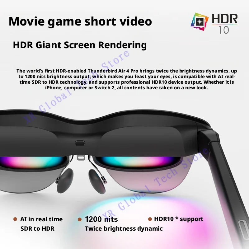 RayNeo Air 4 Pro smart AR glasses,Supports HDR10, 3840Hz, 4 speakers, 1200 nits,Micro-OLED dual-layer screen, clearer