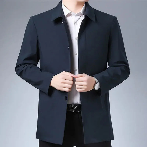 Casual Business Lapel Windbreak Jackets Men Coats New Brand Top Quality Spring Men's Trench Coat Solid Color Mid-length Jacket