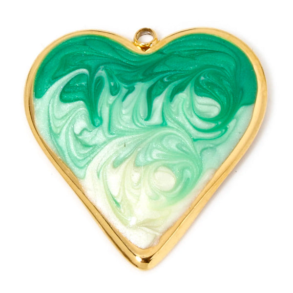 DoreenBeads 304 Stainless Steel Valentine's Day Pendants Gold Color Heart Enamel Charms For DIY Necklace Jewelry Making, 1 Piece