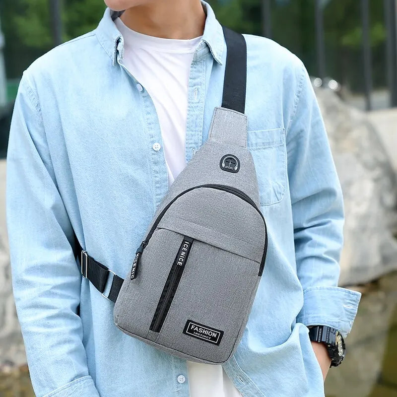 Chest Bag Fashion New Solid Color Men Chest Bag Outdoor Casual Fashion One Shoulder Crossbody Bag