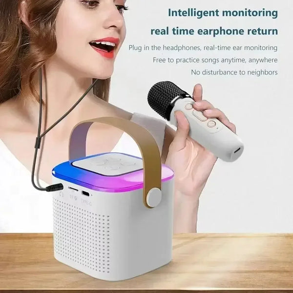 Y1 High Power Karaoke Bluetooth Speaker Portable 360 Stereo Surround Waterproof Wireless Subwoofer with Dual Microphone Boombox