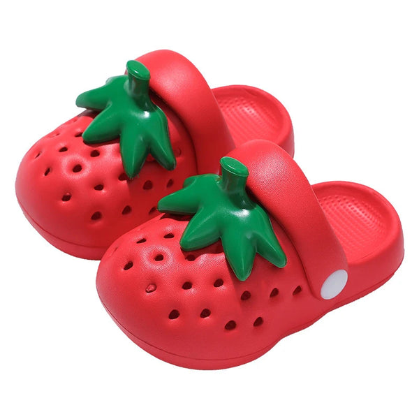 Strawberry Shaped Parent-child Slippers Perforated Shoes Sweet Cute Student Slippers Niche Design Fashion Creative Women Sandals