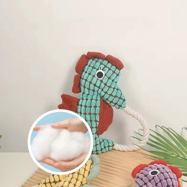 Seahorse Pet Dog Plush Toy Rope Dog Squeak Toys Bite Resistant Puppy Funny Pet Seahorse Toy Dog Accessories