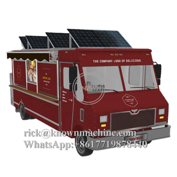 Solar Panel Ice Cream Food Truck Fast Hot Dog Vending Cart Burger Fast Food Car Kiosks Van Trailers with Big Power