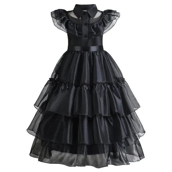 Children Wednesday Costume Girls Black Gothic Family Clothes Halloween Cosplay Costume for Kids Easter Carnival Fancy Dress Up