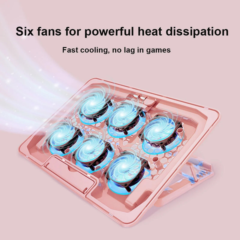 Laptop Cooling Base Cooling Pad Adjustable Holder Notebook Support With Six Fans For Macbook Notebook Pro Holder Laptop Stand