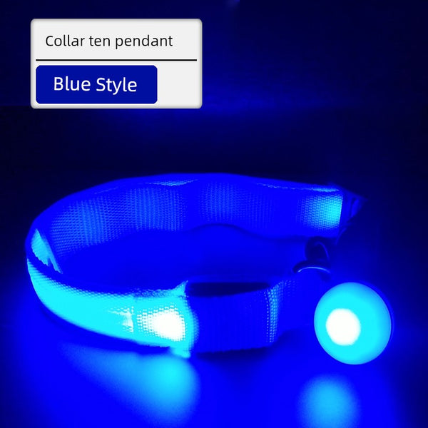 Dog Luminous Collar Fluorescent Luminous Pendant Teddy Collar Medium Large Dog Dog Collar Cat Collar Pet Supplies