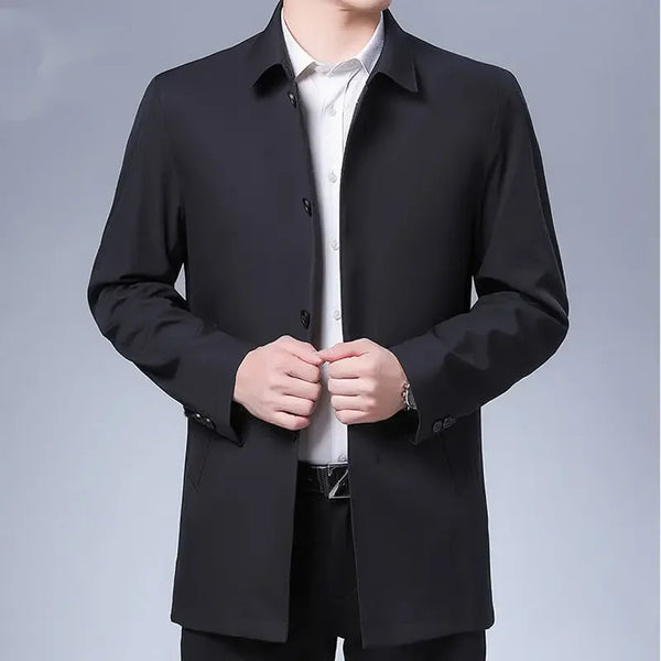 Casual Business Lapel Windbreak Jackets Men Coats New Brand Top Quality Spring Men's Trench Coat Solid Color Mid-length Jacket