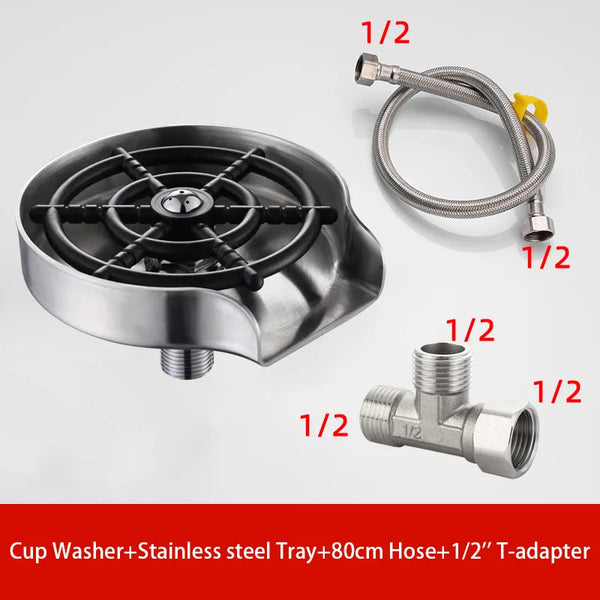 Automatic Glass Cup Washer High Pressure Kitchen Faucet Glass Rinser Stainless Steel Bar Cup Cleaner for Kitchen Sinks Wash Tool