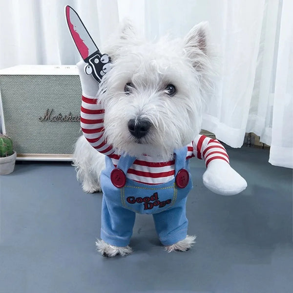 Fashion Novelty Chucky Deadly Pet Dog Costume Funny Scary Props Cat Costumes Apparel Accessories Funny Outfits Clothes