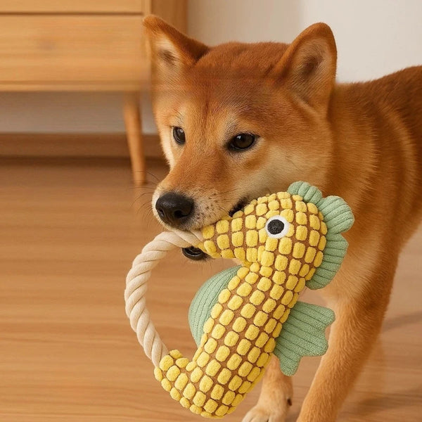 Seahorse Pet Dog Plush Toy Rope Dog Squeak Toys Bite Resistant Puppy Funny Pet Seahorse Toy Dog Accessories