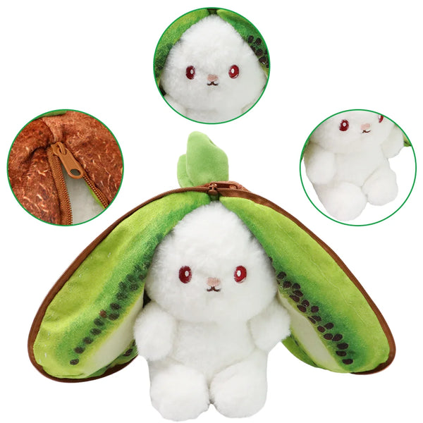 New Original Bunny Plush Toy Cute Fruit Rabbit Stuffed Fruit Transform Cuddly Bunny Soft Doll for Kids Birthday Christmas Gift