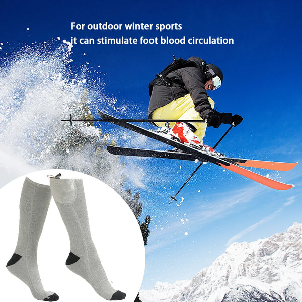 Winter Heated Socks Anti Slip Battery Powered Electric Heated Socks Cold-Proof Heating Warm Long Socks For Outdoor Skiing Hiking
