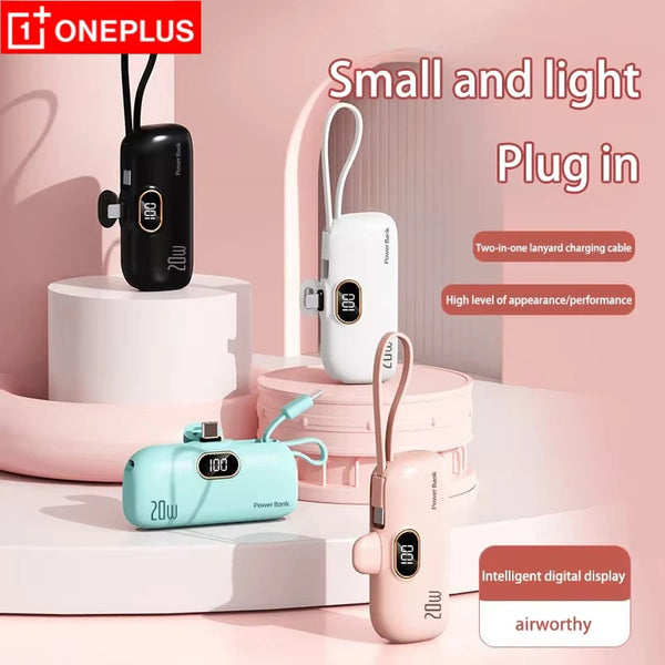 OnePlus 10000mAh Portable Power Bank 2- in-1 Fast Charger Lightweight High capacity Pocket Power Bank For IPhone Huawei Samsung
