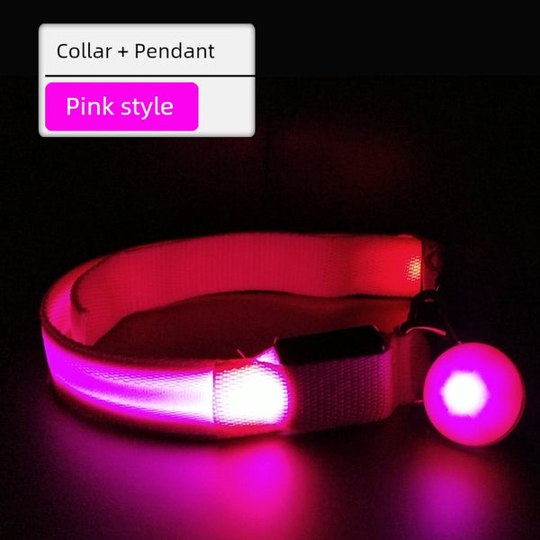 Dog Luminous Collar Fluorescent Luminous Pendant Teddy Collar Medium Large Dog Dog Collar Cat Collar Pet Supplies