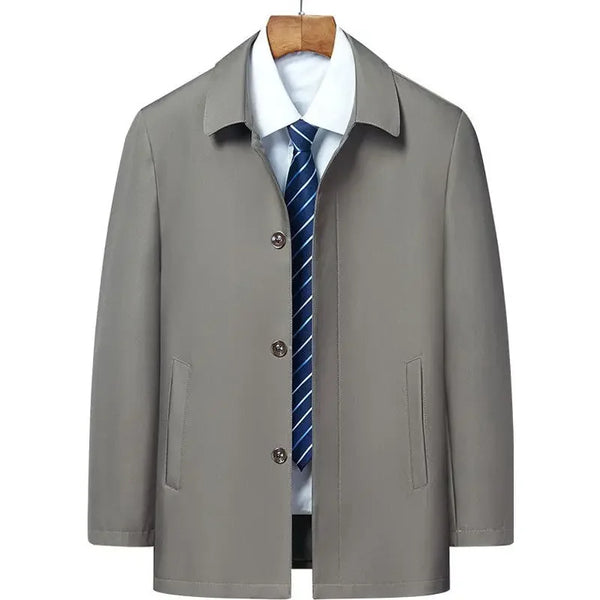 Casual Business Lapel Windbreak Jackets Men Coats New Brand Top Quality Spring Men's Trench Coat Solid Color Mid-length Jacket