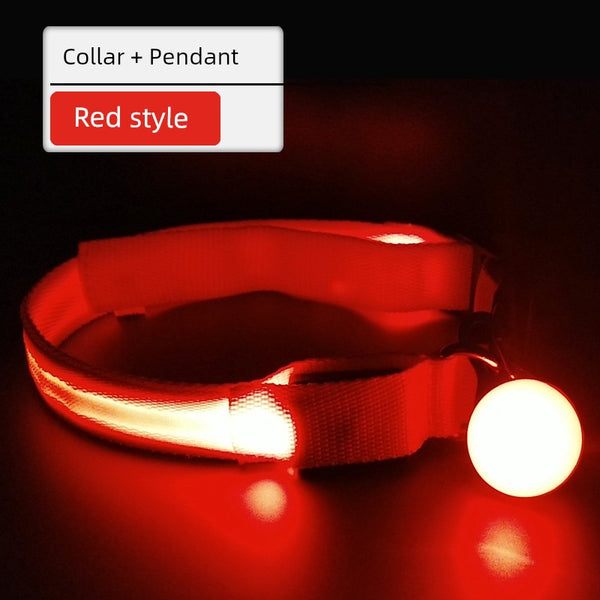 Dog Luminous Collar Fluorescent Luminous Pendant Teddy Collar Medium Large Dog Dog Collar Cat Collar Pet Supplies