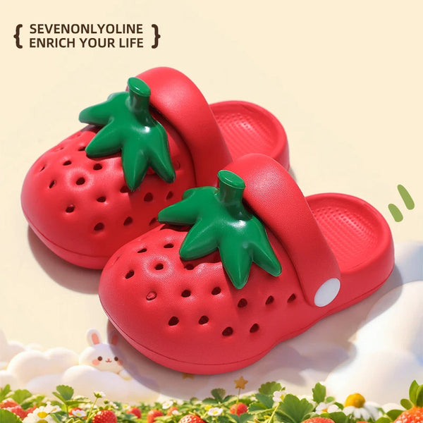 Strawberry Shaped Parent-child Slippers Perforated Shoes Sweet Cute Student Slippers Niche Design Fashion Creative Women Sandals