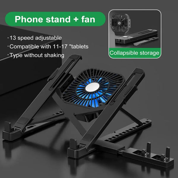 Adjustable Laptop Bracket Ergonomic Laptop Stand with Fan Portable Height Adjustable Riser Bracket for High Stability for Work