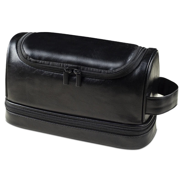 Toiletry Bag, Mens Leather Travel Organizer Kit with hanging hook, Large Water-resistant Toiletries Bathroom Shaving Bags