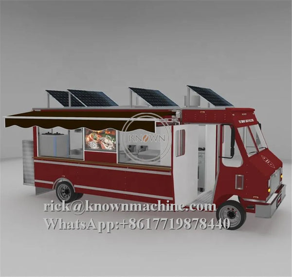 Solar Panel Ice Cream Food Truck Fast Hot Dog Vending Cart Burger Fast Food Car Kiosks Van Trailers with Big Power
