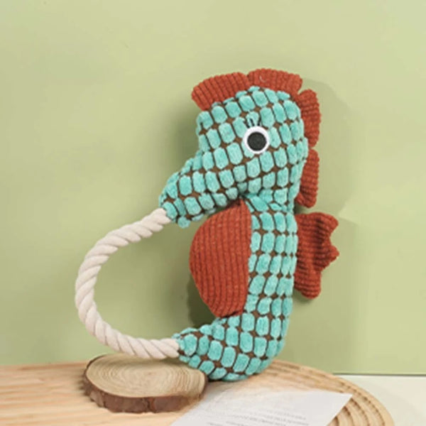 Seahorse Pet Dog Plush Toy Rope Dog Squeak Toys Bite Resistant Puppy Funny Pet Seahorse Toy Dog Accessories