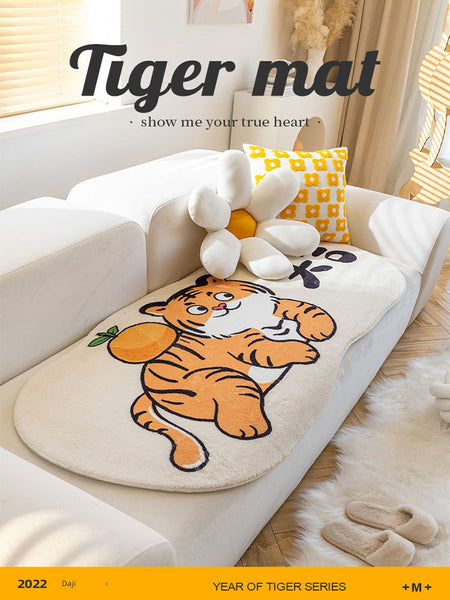 Tiger Year Cartoon Sofa Cushion Non Slip Anti-Scratching Heattech Sofa Cover Cover Cloth Asymmetrical Minimalist Wind Bay Window Floor Mat