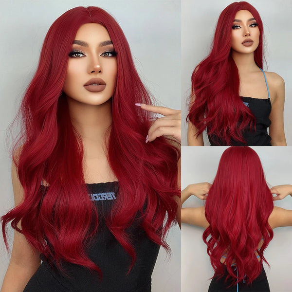 Ash Blonde Ombre Pink Long Wavy Wig Synthetic Natural Wave Wigs with Bangs Halloween Cosplay Party Wig for Women Heat Resistant