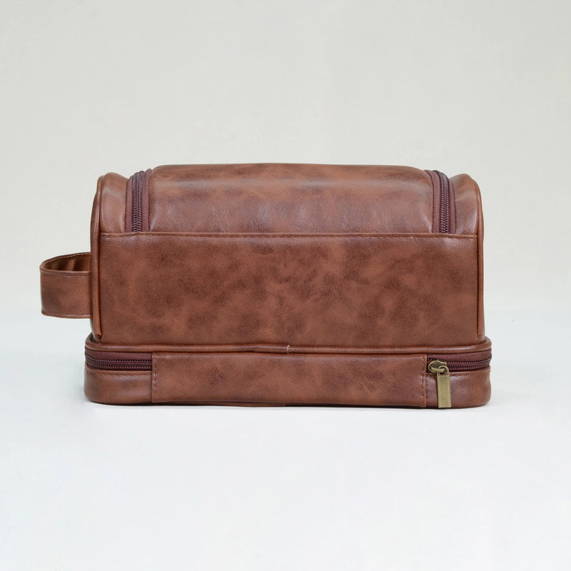 Toiletry Bag, Mens Leather Travel Organizer Kit with hanging hook, Large Water-resistant Toiletries Bathroom Shaving Bags