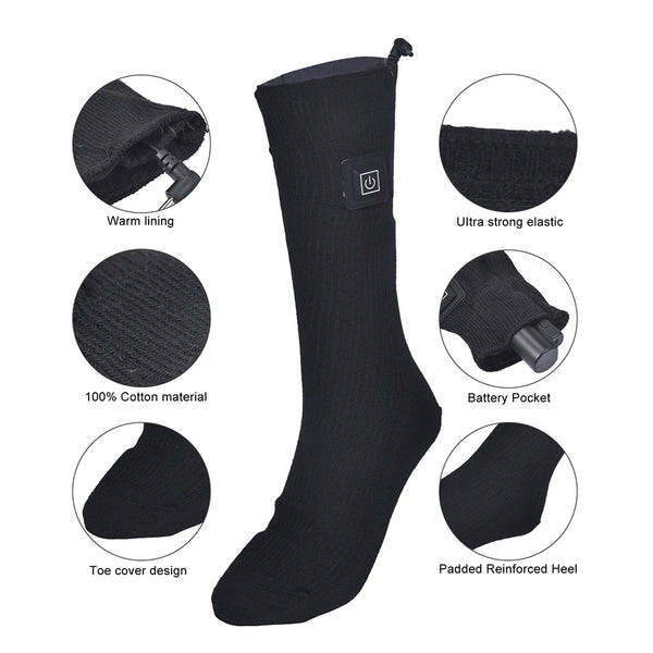 Winter Heated Socks Anti Slip Battery Powered Electric Heated Socks Cold-Proof Heating Warm Long Socks For Outdoor Skiing Hiking
