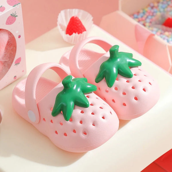 Strawberry Shaped Parent-child Slippers Perforated Shoes Sweet Cute Student Slippers Niche Design Fashion Creative Women Sandals